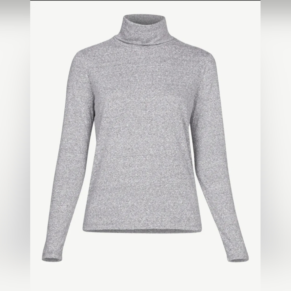 Free Assembly Women's Relaxed fit Turtleneck Sweater, Heather carbon , Size S.